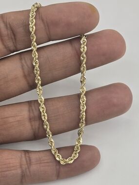 10k Real Gold Rope Bracelet 3mm 8 Inch